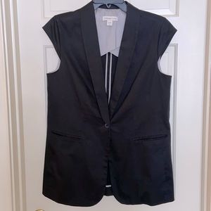 Coldwater Creek Black Cap Sleeve Black Long Vest with Lapels